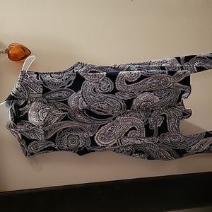 Tommy Hilfiger Navy Blue and white paisley blouse with waist ties